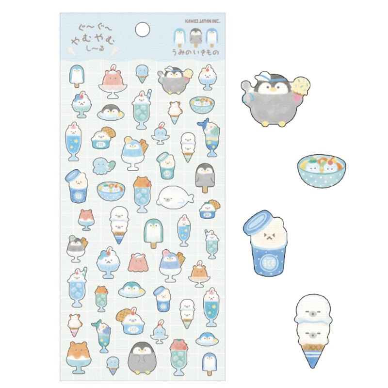 Kamio Gugu Yamu Yamu Mushi Ru Stickers - Penguin - Paper Plus Cloth