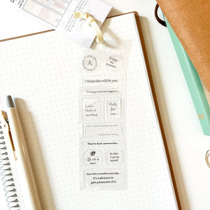 Kamio Signet Seal Sticker Set - 3 Sheets Bookmark - Beige 803 - Paper Plus Cloth