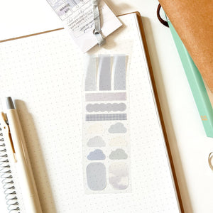 Kamio Signet Seal Sticker Set - 3 Sheets Bookmark - Smokey Blue 809 - Paper Plus Cloth