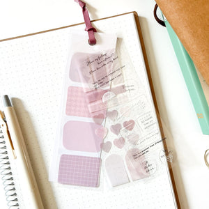 Kamio Signet Seal Sticker Set - 3 Sheets Bookmark - Smokey Pink 811 - Paper Plus Cloth