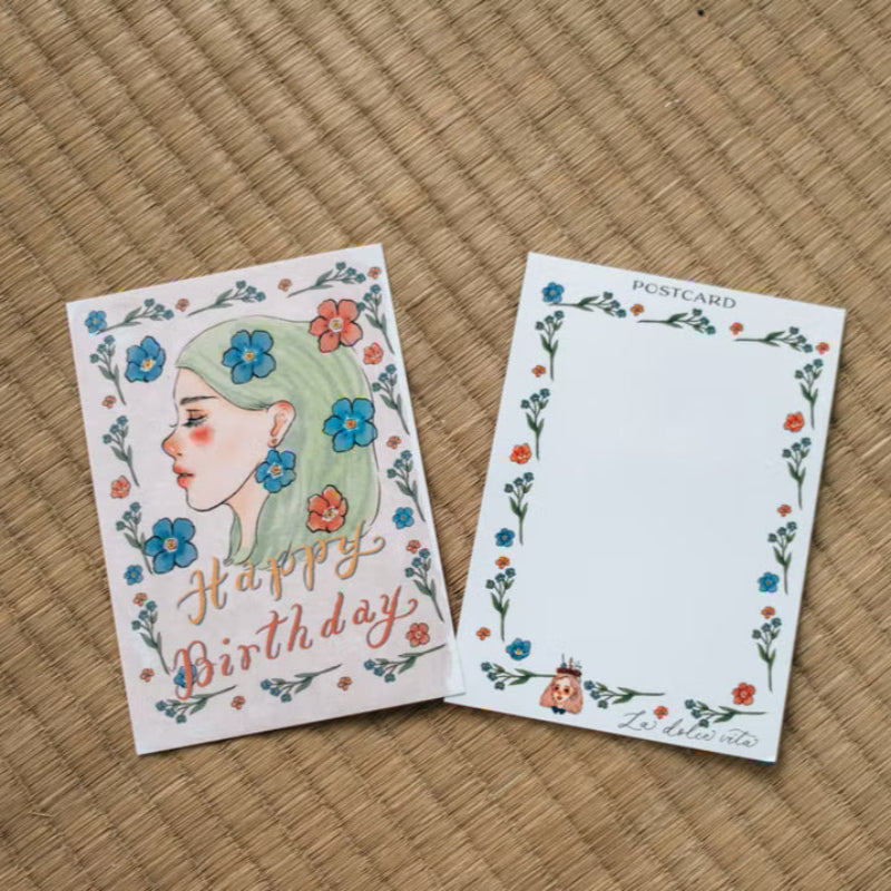 La Dolce Vita Postcard - Happy Birthday With Flowers