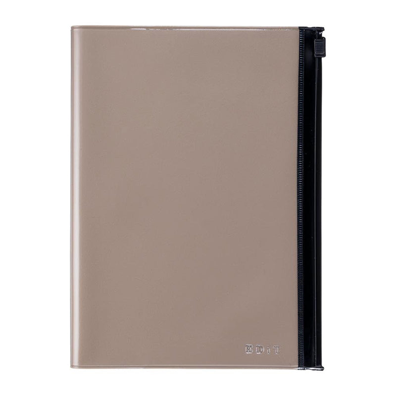 EDiT B6 Grid Notebook with Slide-Zip Pocket Cover - Light Latte