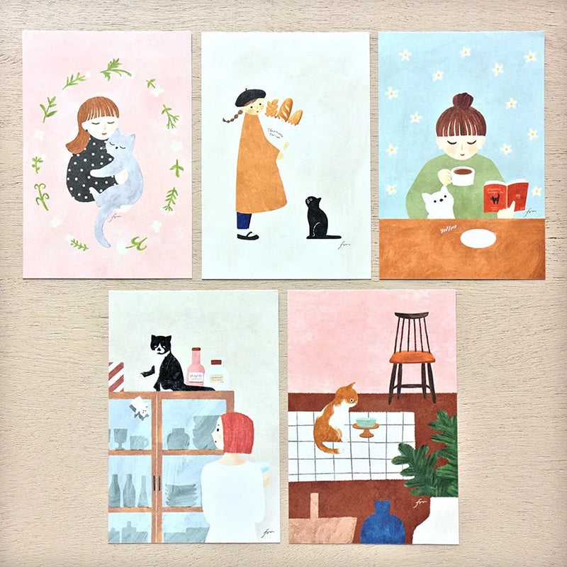 Cozyca x Mariko Fukuoka Postcard Set - 25562 Meow Meow