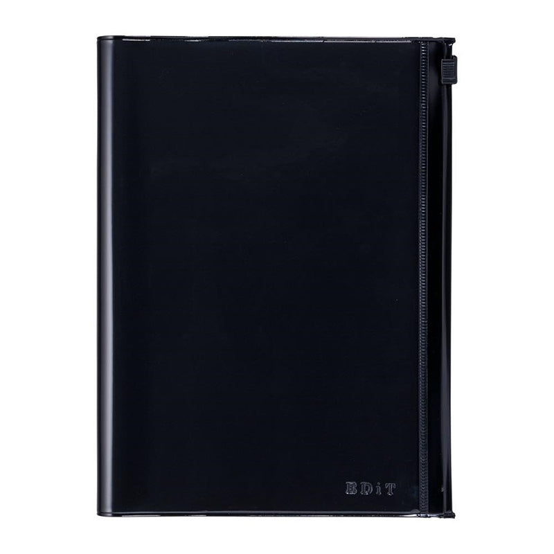 EDiT B6 Grid Notebook with Slide-Zip Pocket Cover - Midnight Black