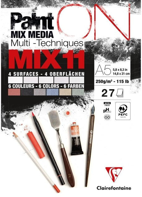 Clairefontaine Paint'On Mix Media Paper Pad - Mix 11 - A5