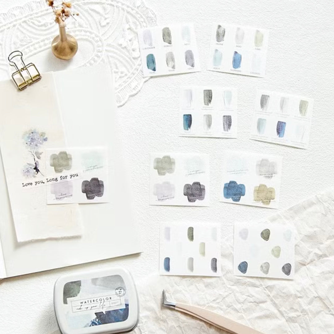MU Mini Tin Palette Stickers 06 - BMTPS-06 Watercolor Blue