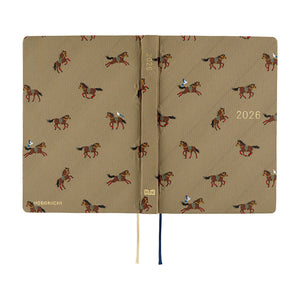 2026 Hobonichi A6 HON: Bow & Tie - Galloping Horses