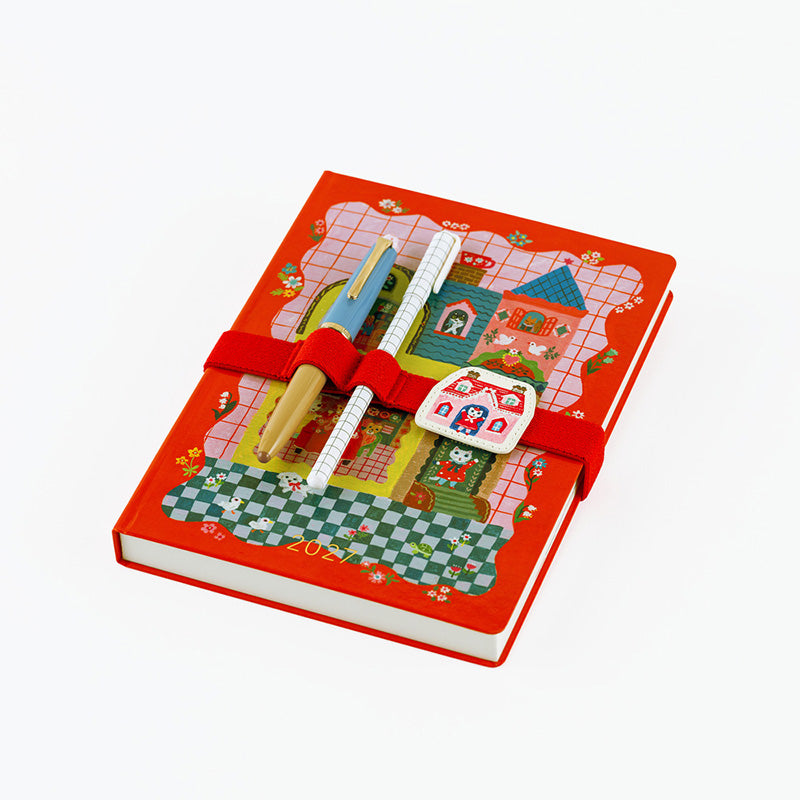 2027 Hobonichi Accessories: Yumi Kitagishi - Book Band with Charm (White Cat)
