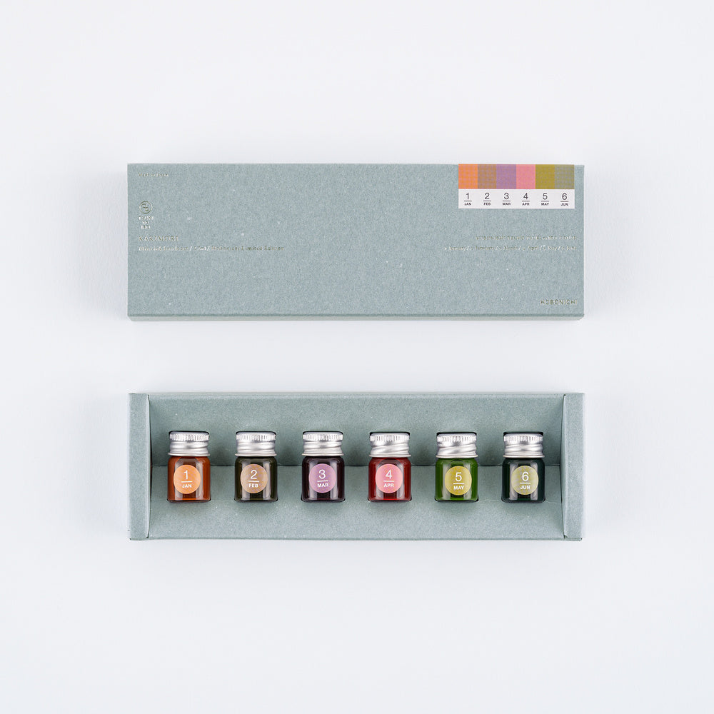 2027 Hobonichi Accessories: Kakimori x TSUKI no IRO - Mini Ink Bottle Set (Jan-Jun)