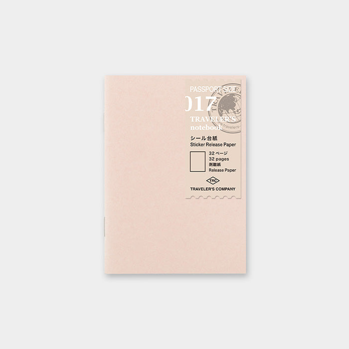 Traveler's Notebook Refill 017  - Passport Size - Sticker Release Paper