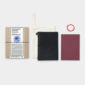 Traveler's Notebook Black - Passport Size - Leather Journal Notebook Kit