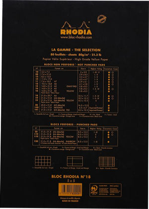 Rhodia Head Stapled Pad Black - A4 - Grid