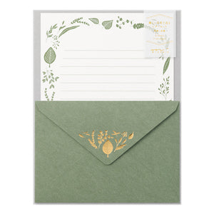 Midori Letter Set 507 Foil-stamped Envelopes Leaves