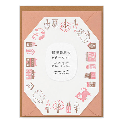 Midori Letter Set - 493 Letterpress Die-cut Cat