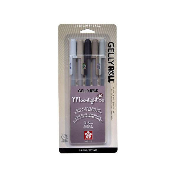 Sakura Gelly Roll Moonlight Gel Pen 0.6 mm - 5 Color Set - Gray