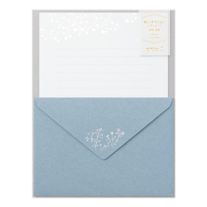 Midori Letter Set 508 Foil-stamped Envelopes Baby’s Breath