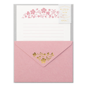 Midori Letter Set 506 Foil-stamped Envelopes Flowers