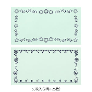 Midori Message Letter Pad - Flower Print Mint Blue