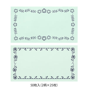 Midori Message Letter Pad - Flower Print Mint Blue