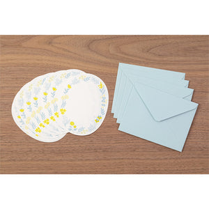 Midori Letter Set - 490 Letterpress Die-cut Wreath Blue