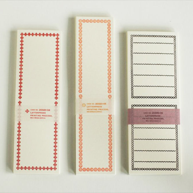 Classiky Blank Letterpress Folded Memo Note Cards - Orange Border