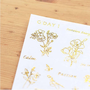 MU Print On Sticker Gold Foil Transfer - 001 - Golden Flower