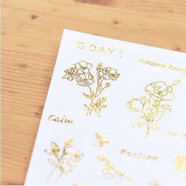 MU Print On Sticker Gold Foil Transfer - 001 - Golden Flower