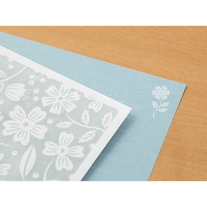 Midori Letter Set - 500 Watermark Flower Light blue