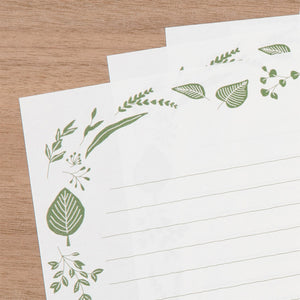 Midori Letter Set 507 Foil-stamped Envelopes Leaves