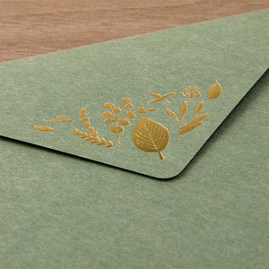 Midori Letter Set 507 Foil-stamped Envelopes Leaves