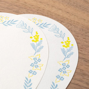 Midori Letter Set - 490 Letterpress Die-cut Wreath Blue