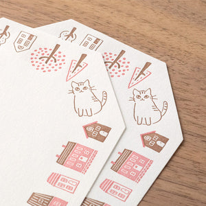 Midori Letter Set - 493 Letterpress Die-cut Cat