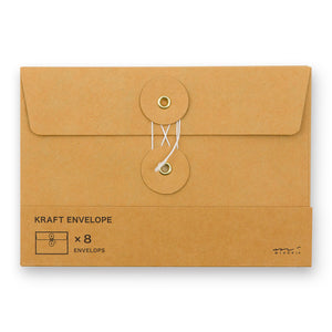 Midori Kraft Envelope Horizontal with String M - Orange