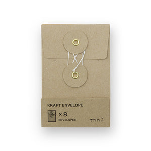 Midori Kraft Envelope Vertical with String S - Brown