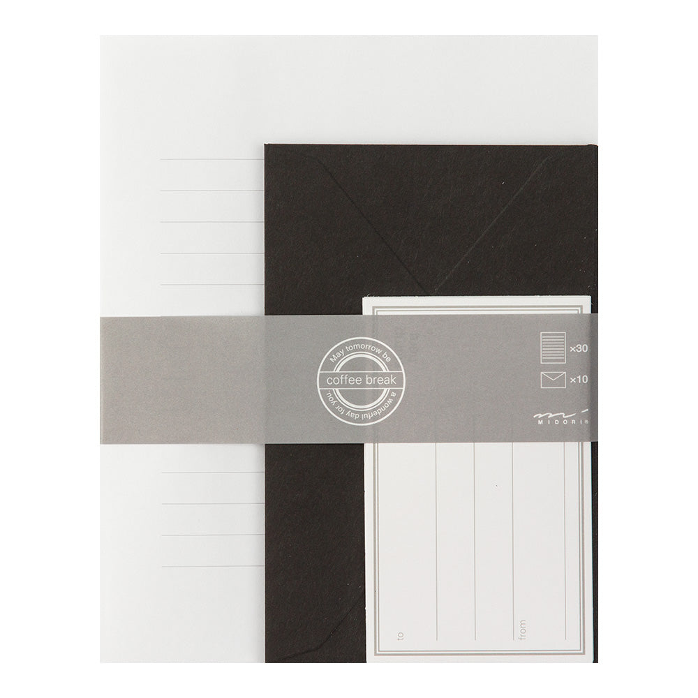 Midori Coffee Break Letter Writing Set - White and Black