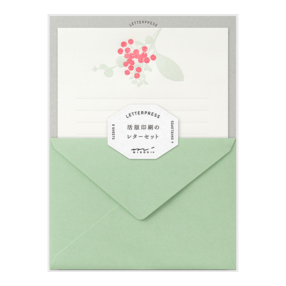 Midori Letter Writing Set -  Letter Set 460 Press Bouquet Red