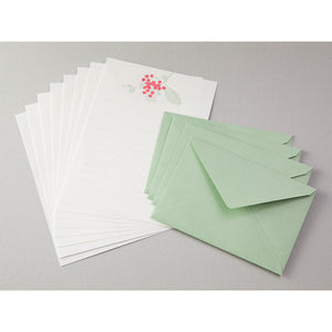 Midori Letter Writing Set -  Letter Set 460 Press Bouquet Red