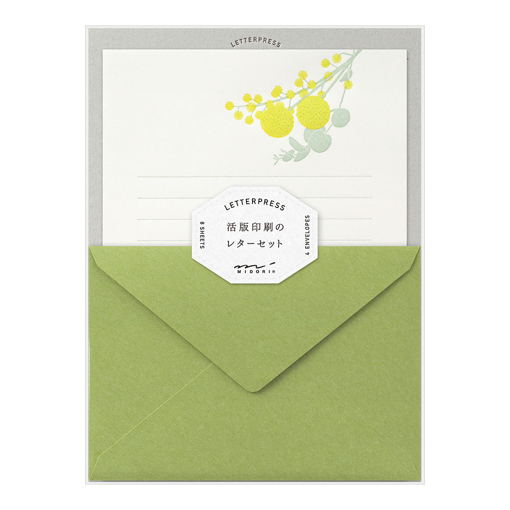 Midori Letter Writing Set -  Letter Set 461 Press Bouquet Yellow