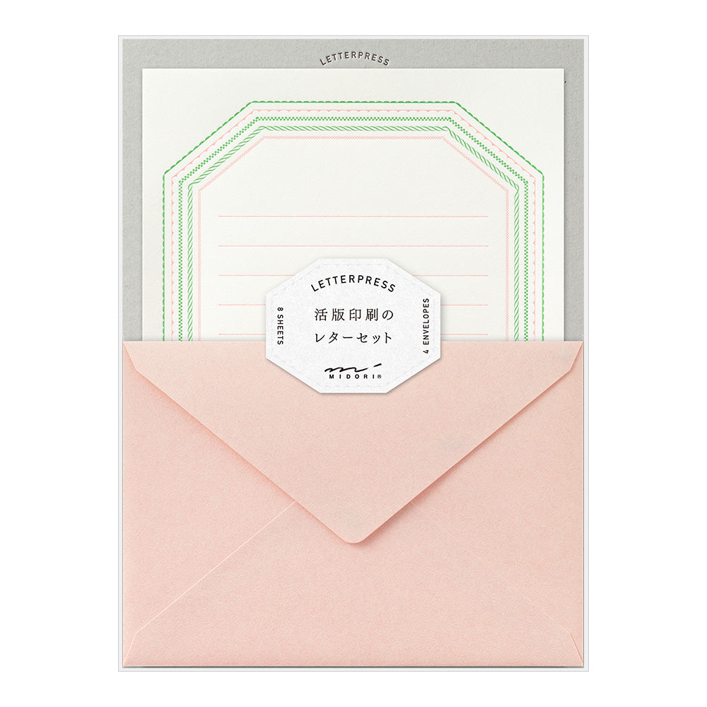 Midori Letter Writing Set -  Letter Set 462 Press Frame Pink