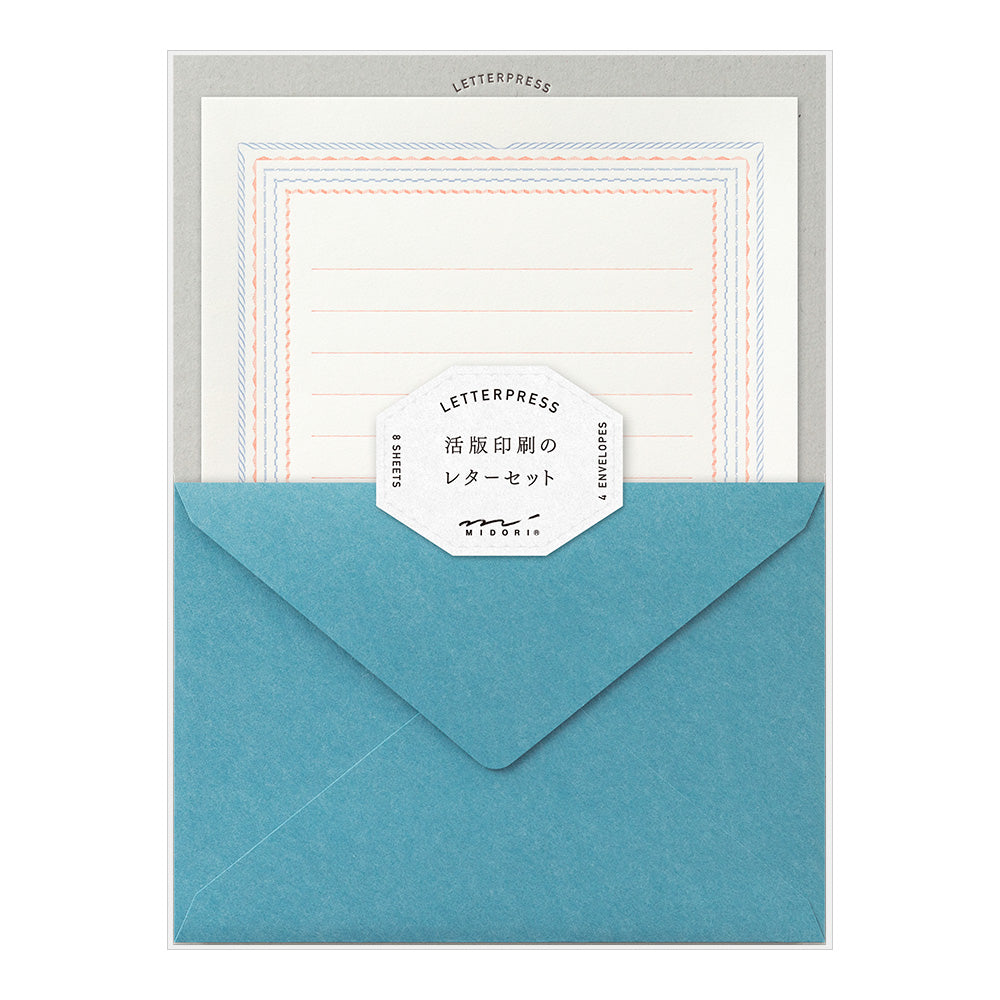 Midori Letter Writing Set -  Letter Set 463 Press Frame Blue