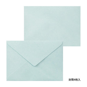 Midori Letter Writing Set - Letter Set 478 Letterpress Flower Frame Light Blue