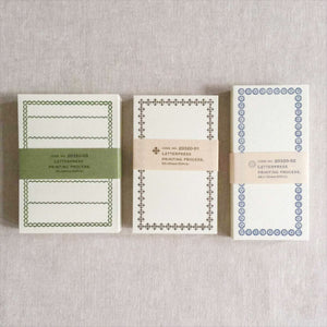 Classiky Blank Letterpress Note Cards - Green Border