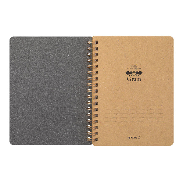 Midori Grain Spiral Ring B6 Notebook in Brown