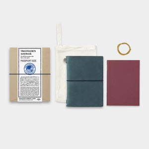 Traveler's Notebook Blue - Passport Size - Leather Journal Notebook Kit