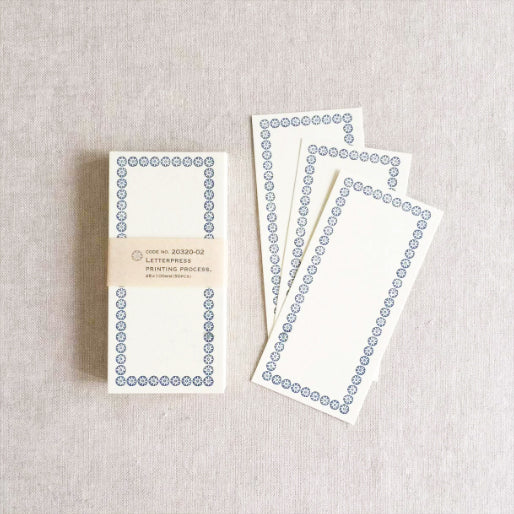 Classiky Blank Letterpress Note Cards - Blue Border