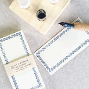 Classiky Blank Letterpress Note Cards - Blue Border