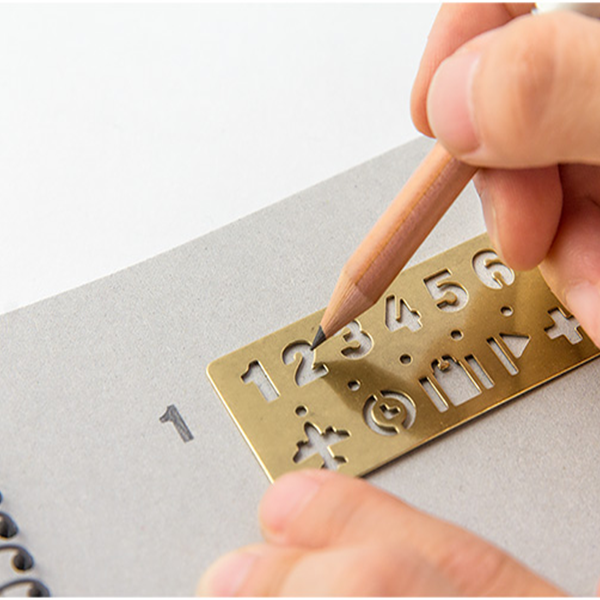 Traveler's Company Brass Template Bookmark Number - Paper Plus Cloth