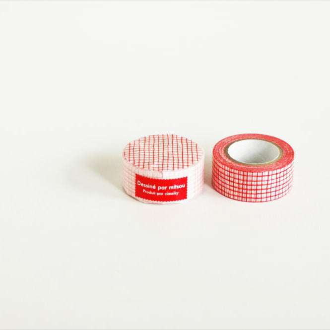 Classiky Mitsou Masking Tape Washi Tape - Red Grid