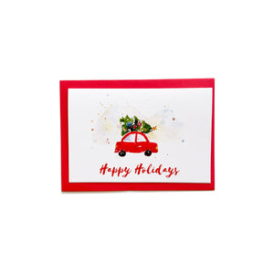Greeting Card - Red Truck Tree
