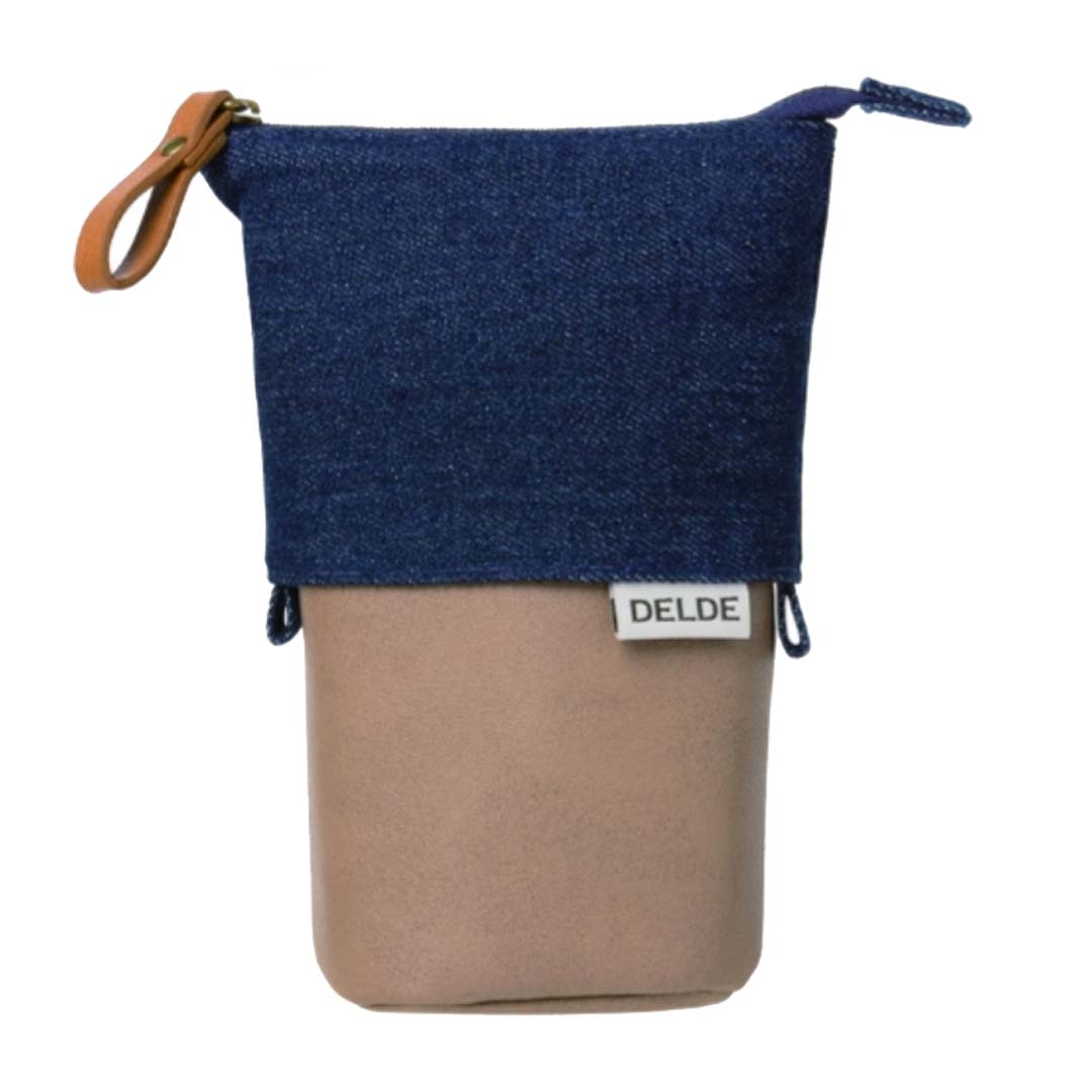 Delde Pen Case Stand - Navy Denim and Tan